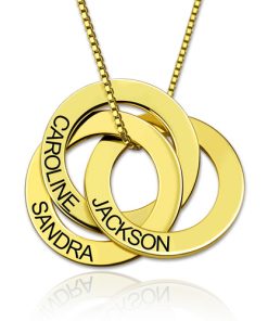 Collar de anillo ruso con grabado - Chapado en oro rosa