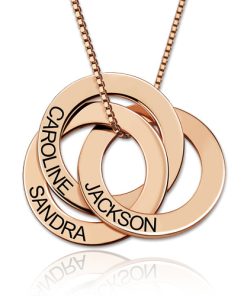 Collar de anillo ruso con grabado - Chapado en oro rosa