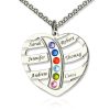 Collar de mamá y #039; con nombre de 6 niños y piedra de nacimiento en plata esterlina