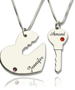 Clé de mon coeur nom pendentif ensemble pour Couple en argent sterling 925