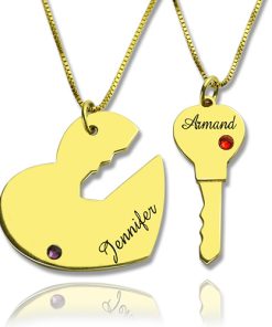 Clé de mon coeur Couple nom colliers pendentif or