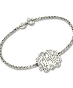 Pulsera personalizada con monograma de plata esterlina para él / ella