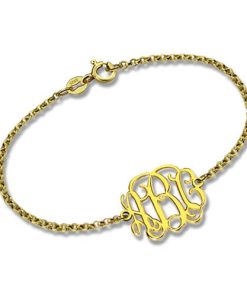 Pulsera de monograma chapada en oro de 18 quilates
