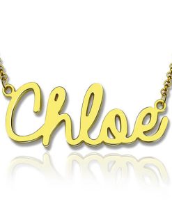 Collana con nome stile corsivo placcata oro 18 carati