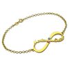 Personalisierte Infinity 2 Namen & Geburtssteine Armband In Gold
