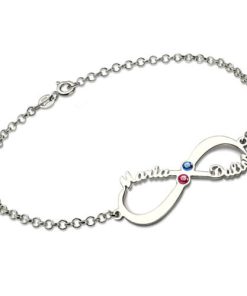 Personalisierte Infinity 2 Namen & Geburtssteine Armband