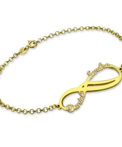 Personalisierte Infinity 2 Namen Armband vergoldet