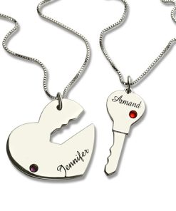 Clé de mon coeur nom pendentif ensemble pour Couple en argent sterling 925