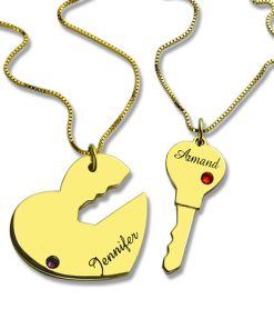 Clé de mon coeur Couple nom colliers pendentif or