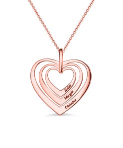 Collier Family Hearts en plaqué or rose