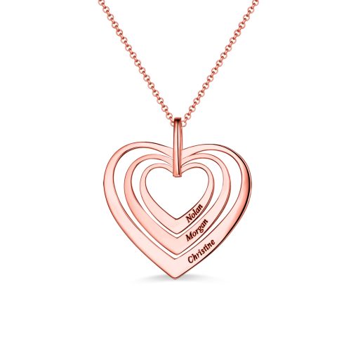 Collier Family Hearts en plaqué or rose