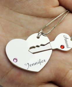 Clé de mon coeur nom pendentif ensemble pour Couple en argent sterling 925