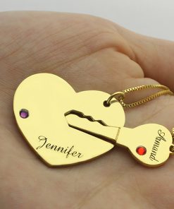 Clé de mon coeur Couple nom colliers pendentif or