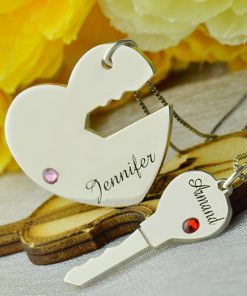 Clé de mon coeur nom pendentif ensemble pour Couple en argent sterling 925