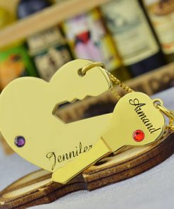 Clé de mon coeur Couple nom colliers pendentif or
