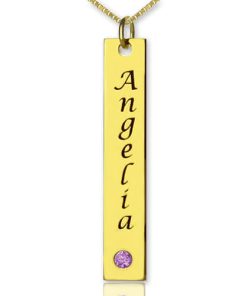Collier à barres verticales porte-nom personnalisé en or