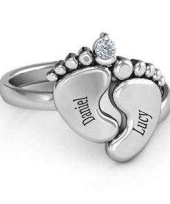 Bague empreinte de naissance gravée Toe-tally In Love