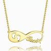 Collar con nombre de infinito Baby Footprint chapado en oro de 14 k