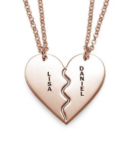 Ensemble de collier coeur cassable - plaqué or rose
