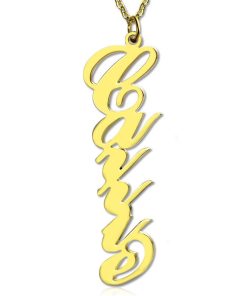 Collier Plaque Carrée Verticale Plaqué Or 18K