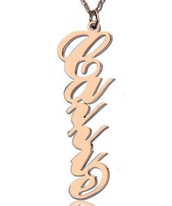 Collier Prénom Personnalisé Style Carrie Vertical Or Rose