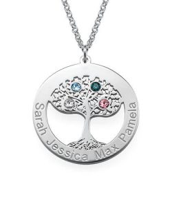 Collar circular de árbol de la vida con piedras natales