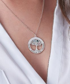 Kreis Baum des Lebens Halskette mit Geburtssteinen