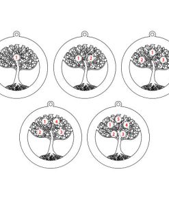 Collar de árbol de la vida con círculo de enchapado en oro rosa con piedras natales