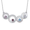 Kreise Halskette mit Gravur und Geburtssteinen in Sterling Silber