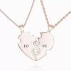 "True Love" Collier Coeur Couples Avec Gravure Plaqué Or Rose