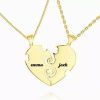 Collana "True Love" a cuore di coppia con incisione in oro 14k placcato