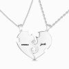 Collier coeur "True Love" pour couples avec gravure en argent