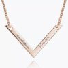 Collier Bar Gravé Plaqué Or Rose