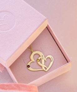 Collana a due cuori incisa con placcatura in oro