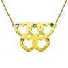 Collana a cinque cuori incisa con pietre di nascita in oro