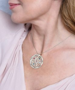 Collier Pierre de naissance Arbre généalogique en argent sterling