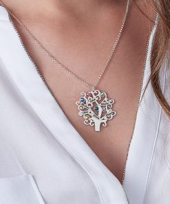 Collier personnalisé arbre généalogique en argent sterling