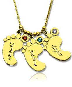Collier de pieds de bébé personnalisé mère & #039; s - plaqué or