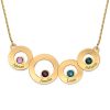 Collier Cercles Plaqué Or avec Gravure et Pierres de Naissance