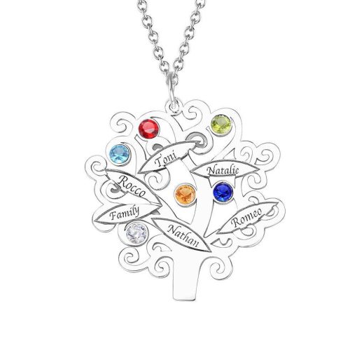 Collier personnalisé arbre généalogique en argent sterling