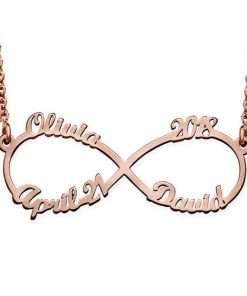 Collar Infinity 4 Names con baño de oro rosa