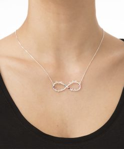 Infinito 4 nombres collar con piedras de nacimiento