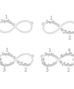 Infinito 4 nombres collar con piedras de nacimiento