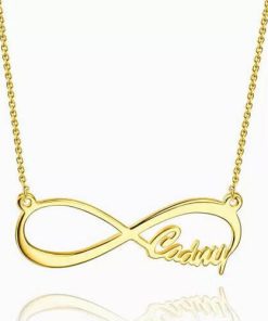 Collar con nombre infinito en plata chapada en oro de 14K