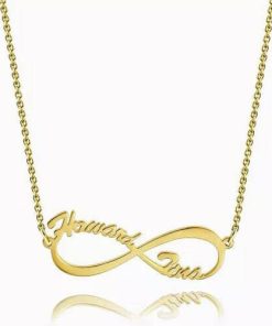 Collar con nombre infinito chapado en oro de 14K