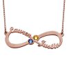 Collar personalizado con piedras natales Infinity 2 Names en oro rosa