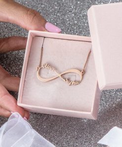 Collar con nombre infinito chapado en oro rosa