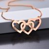 Collier coeurs entrelacés avec pierres de naissance - Plaqué or rose