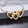 Collar de corazones entrelazados con piedras natales - Chapado en oro