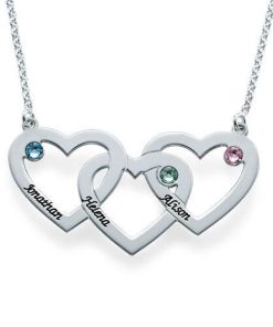 Collana con cuori intrecciati e pietre di nascita